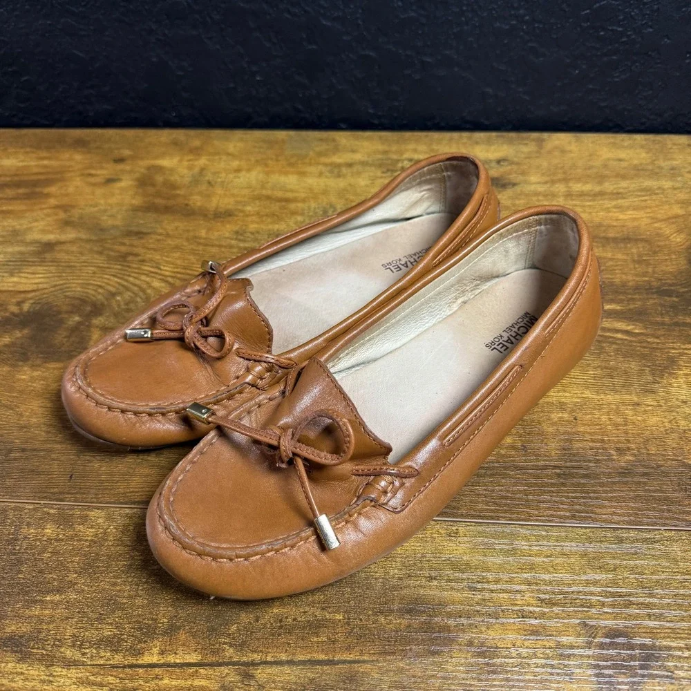 Michael‎ Kors Sutton ME15K Brown Leather Moccasin Driving Loafers Womens 6.5M